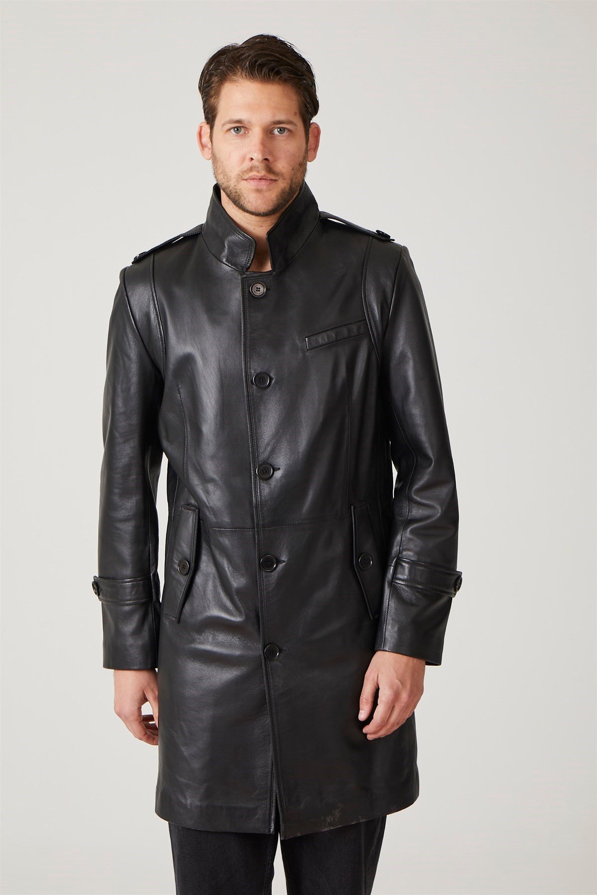 Darryl Black Men's Leather Coat