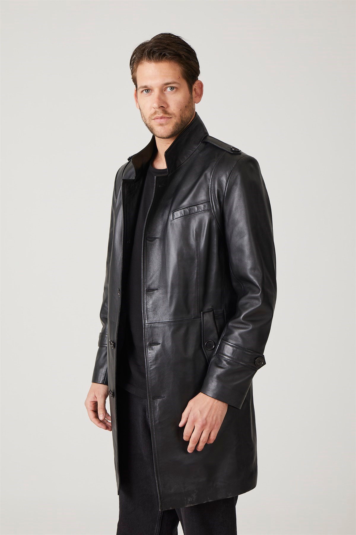 Darryl Black Men's Leather Coat