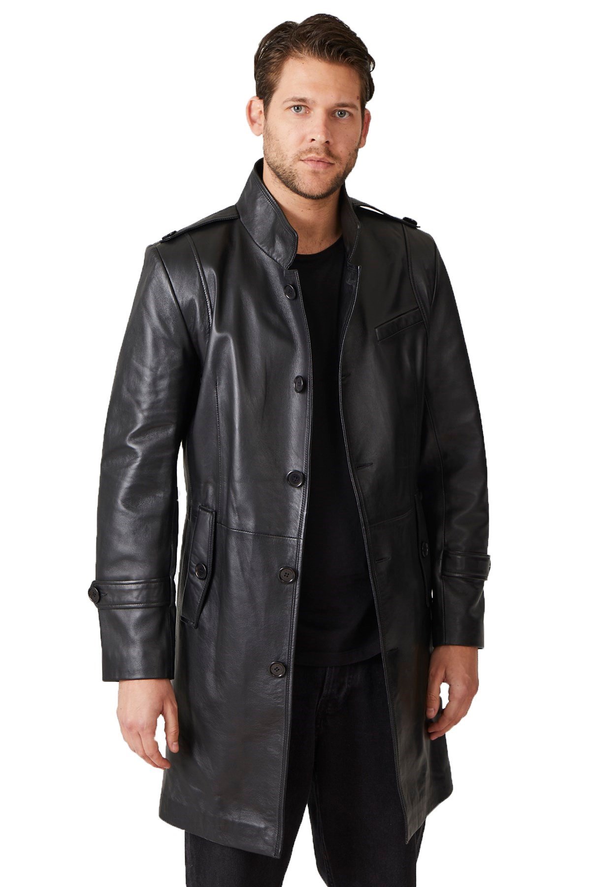Darryl Black Men's Leather Coat