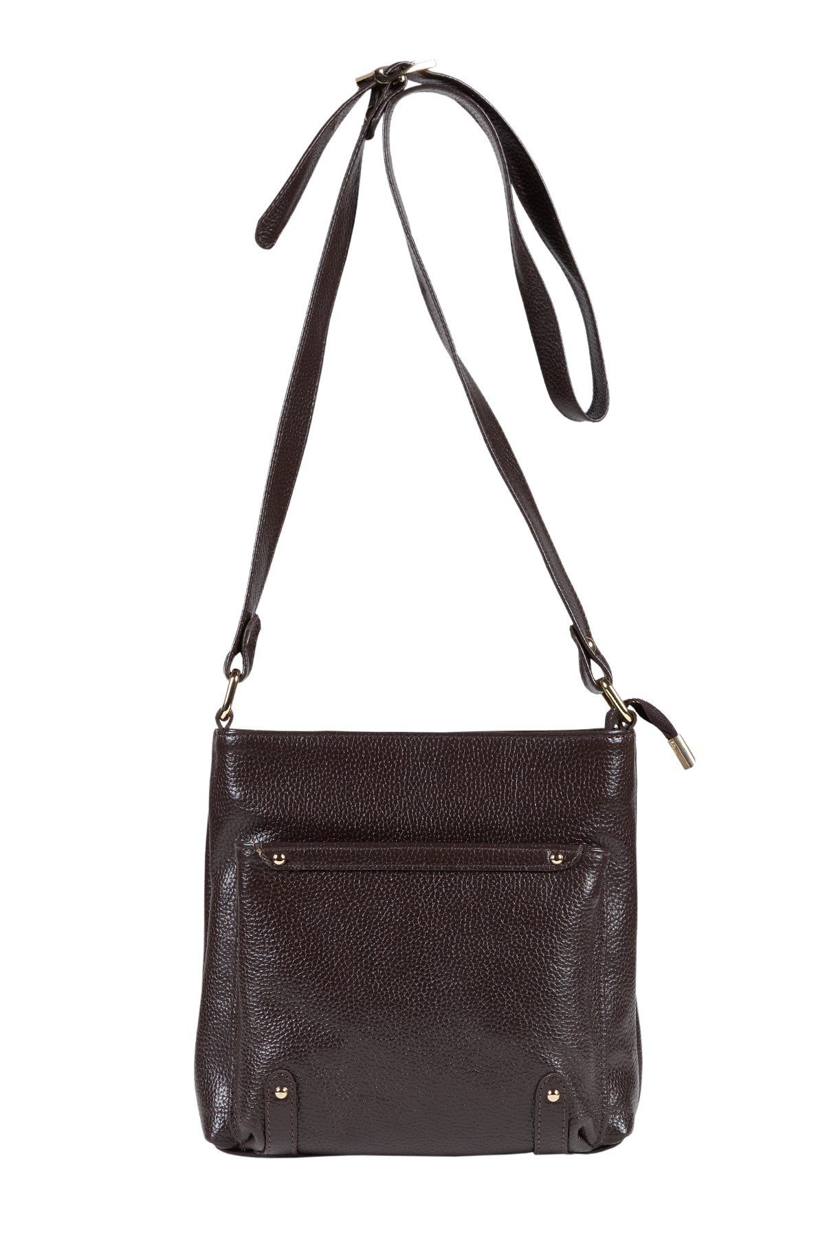 Brown Women's Leather Shoulder Bag With Outer Pocket