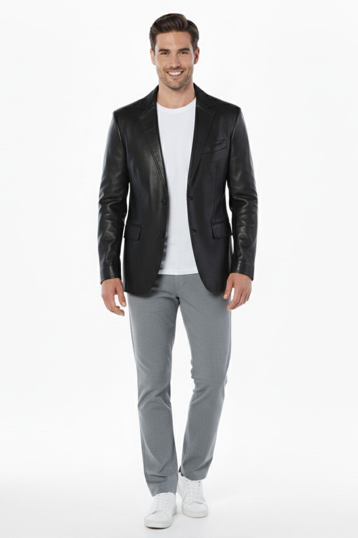 ERKEK DERİ CEKET SİYAH EB-4