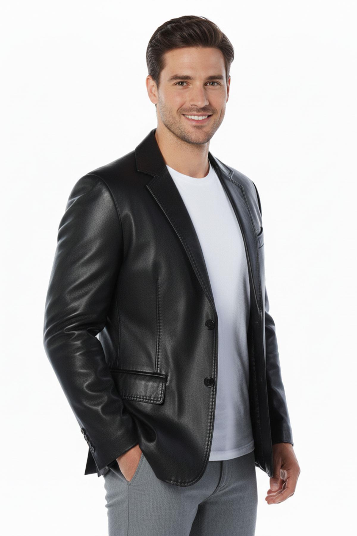 ERKEK DERİ CEKET SİYAH EB-4