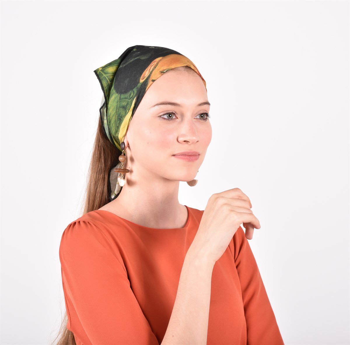 FRİDA KAHLO GREEN DESENLİ BANDANA