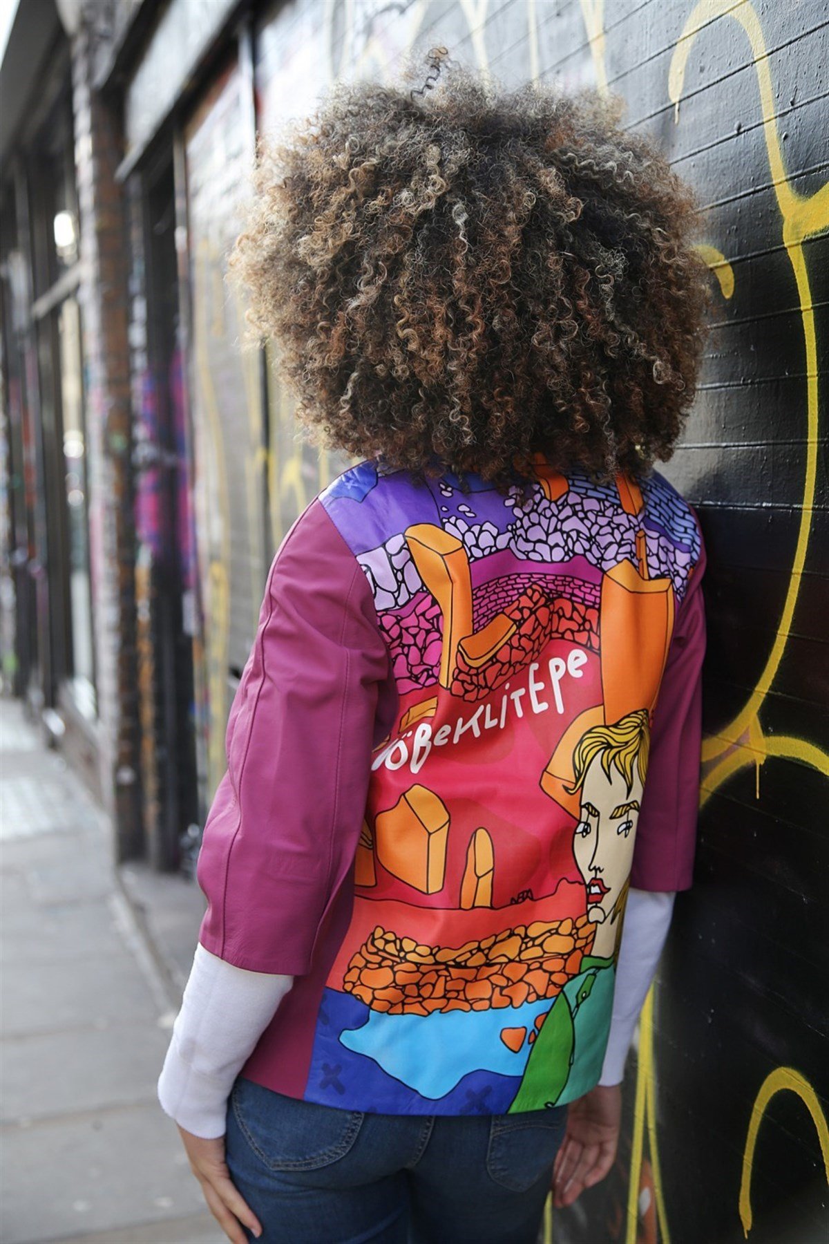 Göbeklitepe Printed Women's Leather Jacket