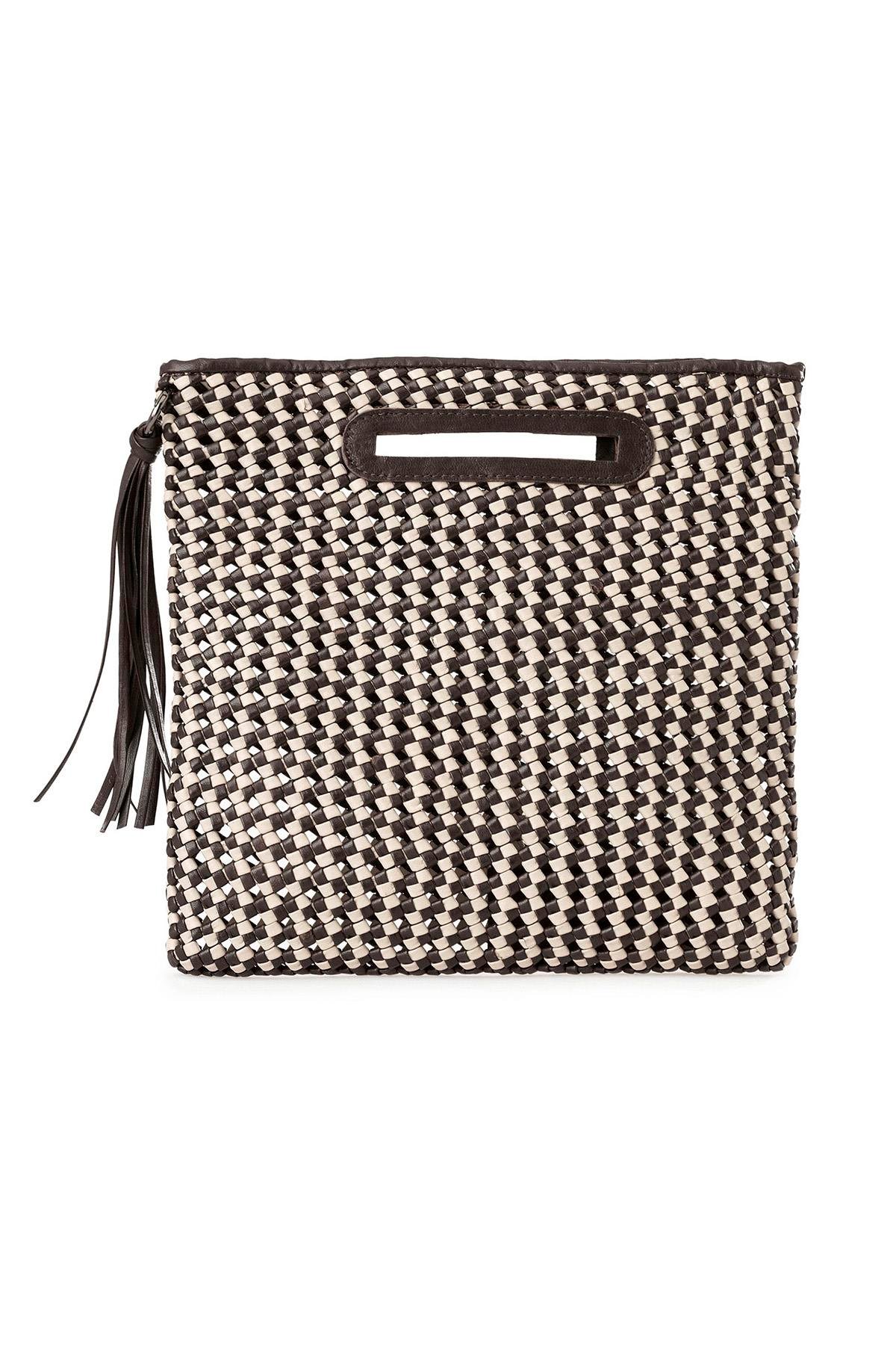 Gri Örgü Deri Çanta