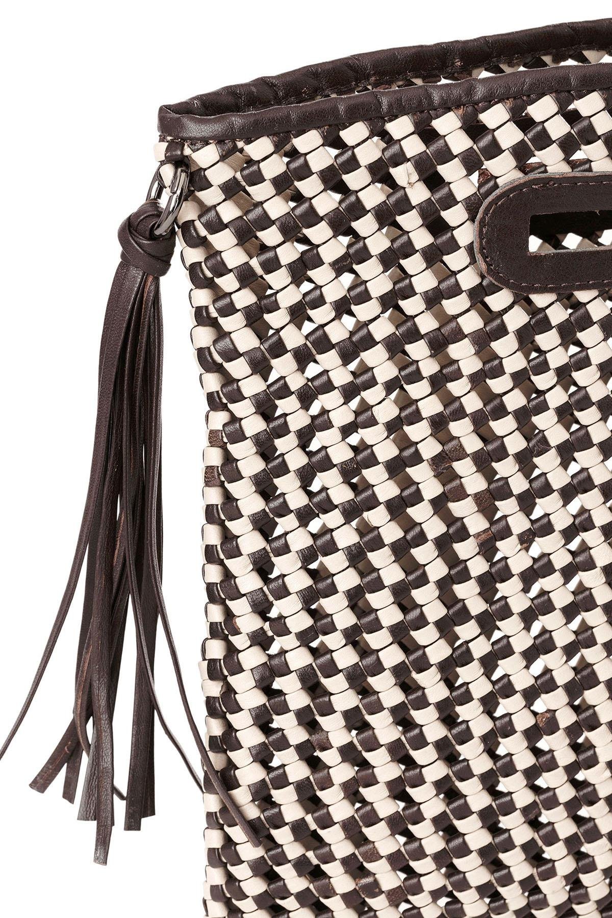 Gri Örgü Deri Çanta