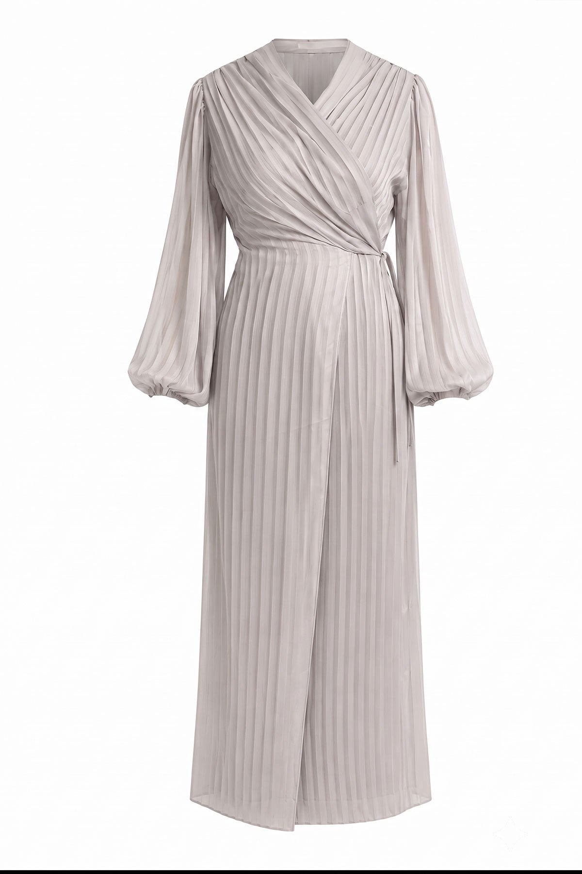 Gri Şifon Elbise Plaj Kimono