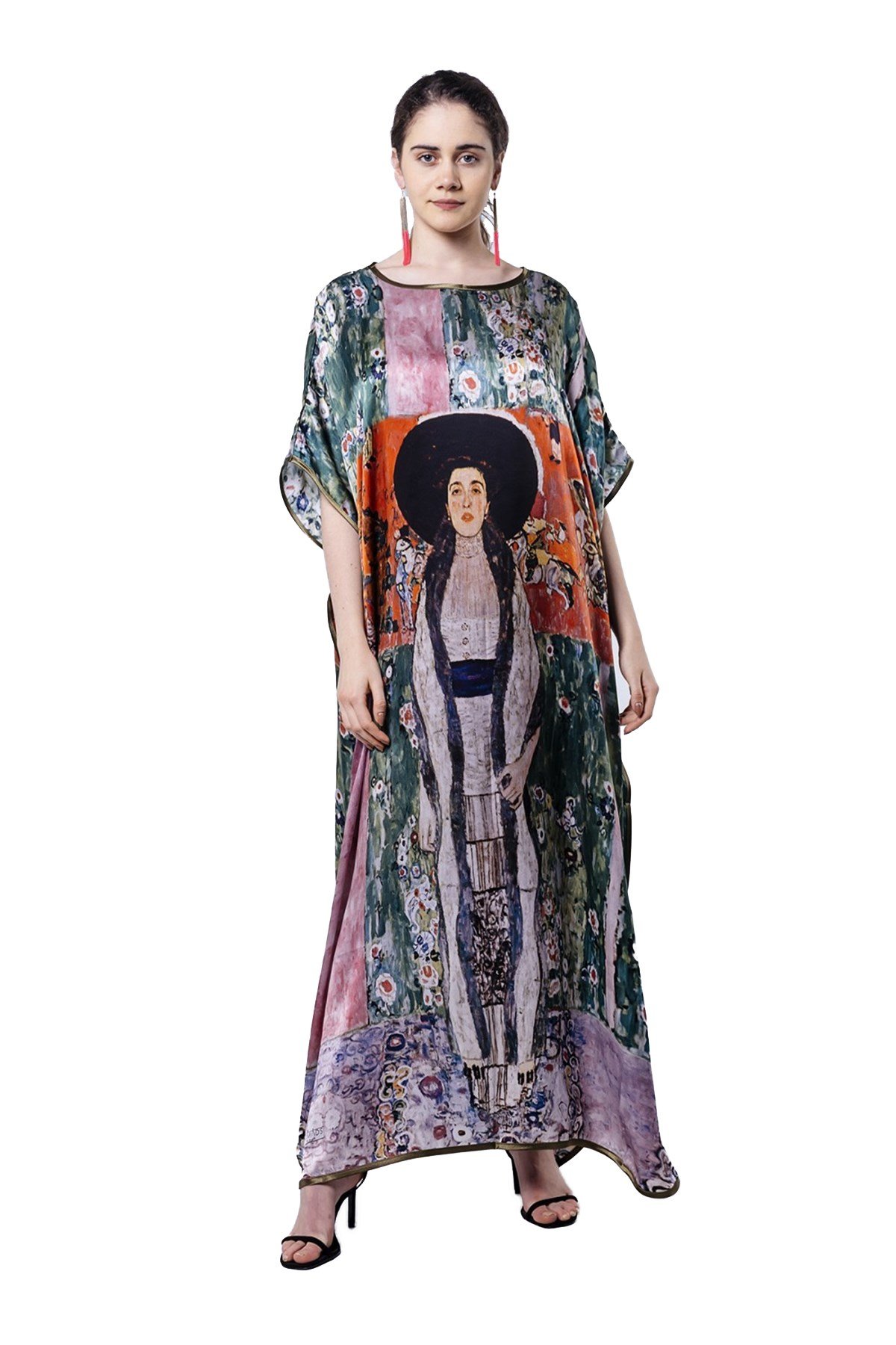 Gustav Klimt Adele Bloch Bauer Desenli İpek Elbise