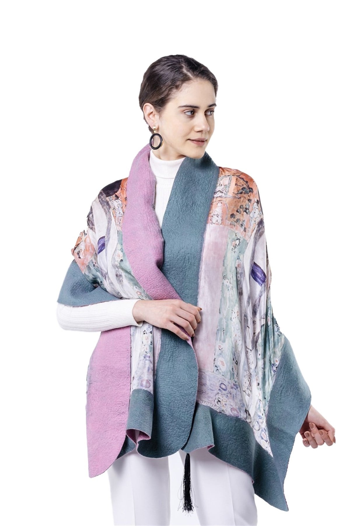 Gustav Klimt Adele Bloch Bauer Kadın İpek Keçe Şal