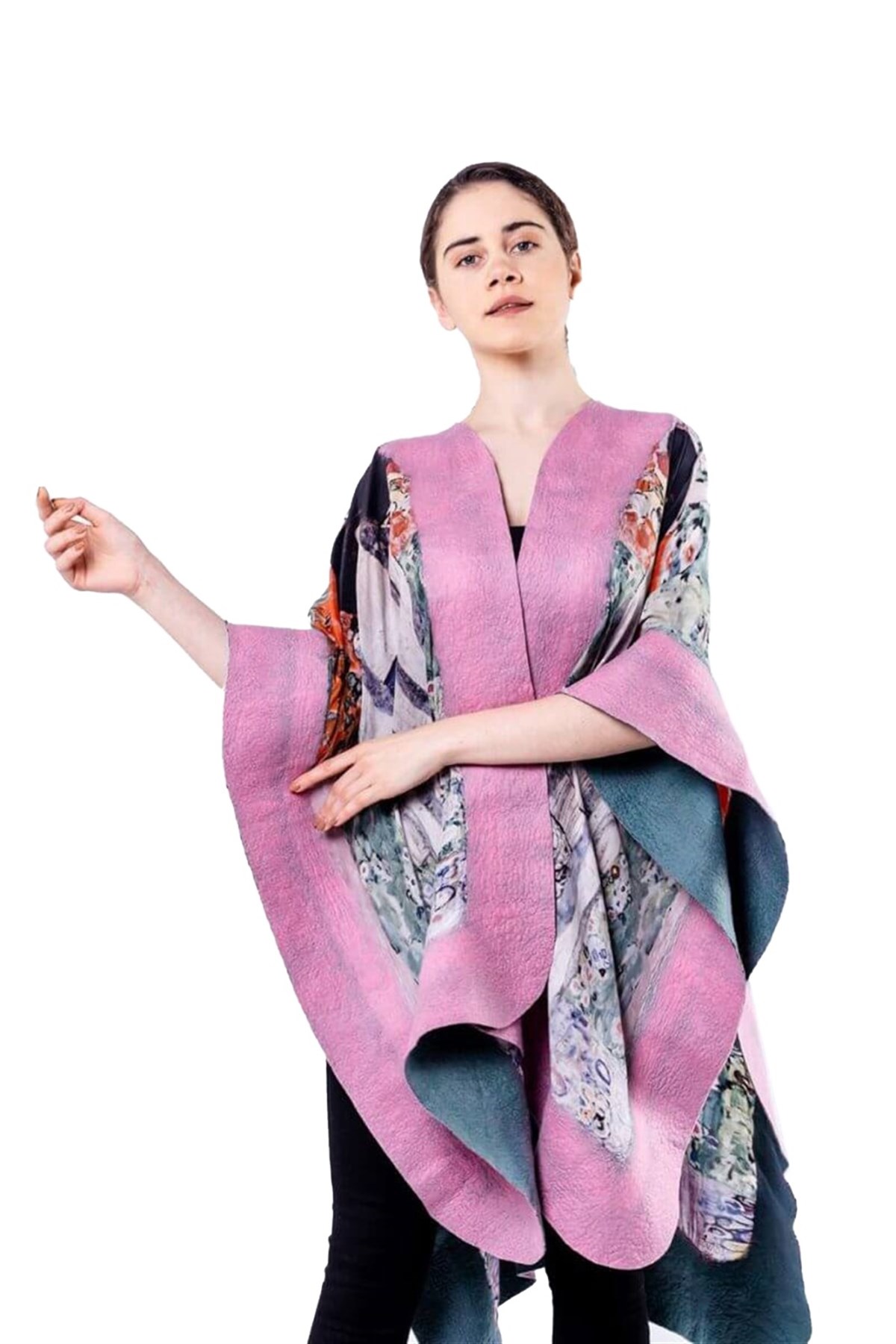 Gustav Klimt Adele Bloch Bauer Pembe İpek Keçe Panço
