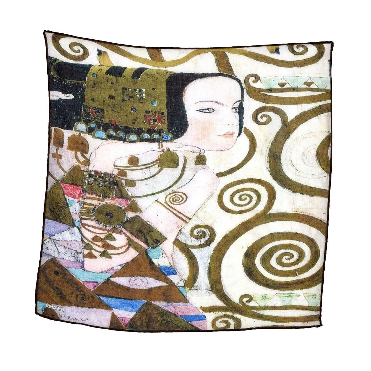Gustav Klimt Expactation Desenli Renkli Çok Fonksiyonlu Renkli Kare 45x45 Bandana