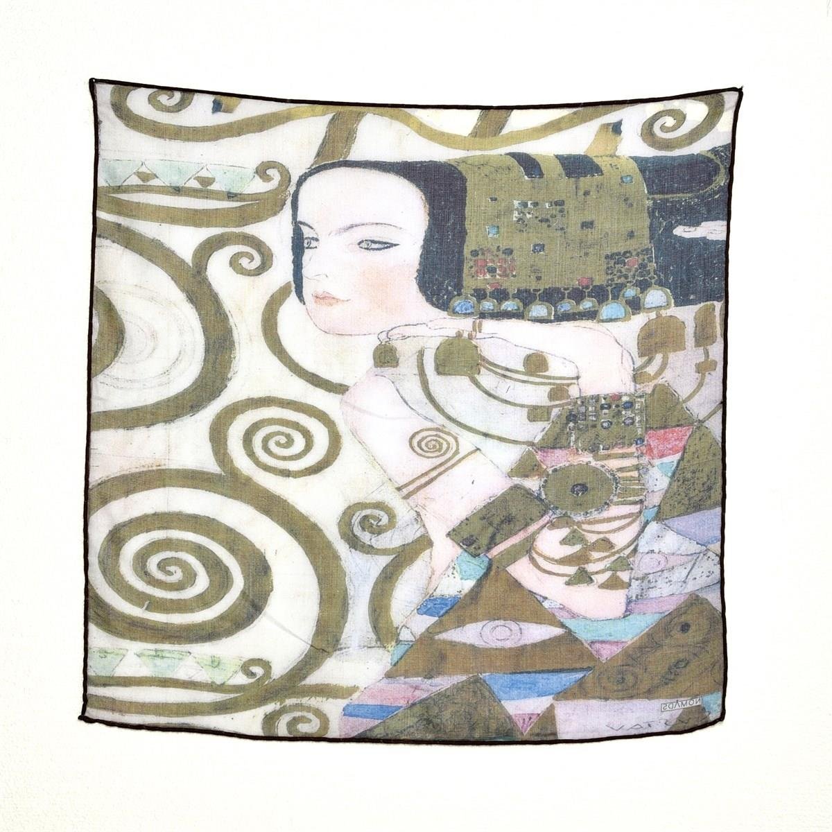 Gustav Klimt Expactation Desenli Renkli Çok Fonksiyonlu Renkli Kare 45x45 Bandana