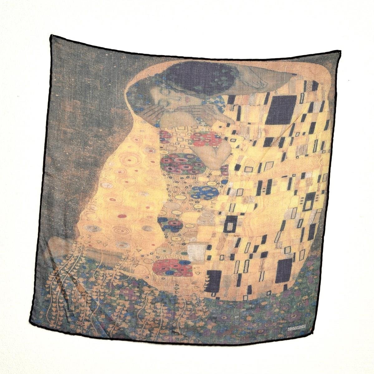 Gustav Klimt The Kiss Desenli Renkli Çok Fonksiyonlu Renkli Kare 45x45 Bandana