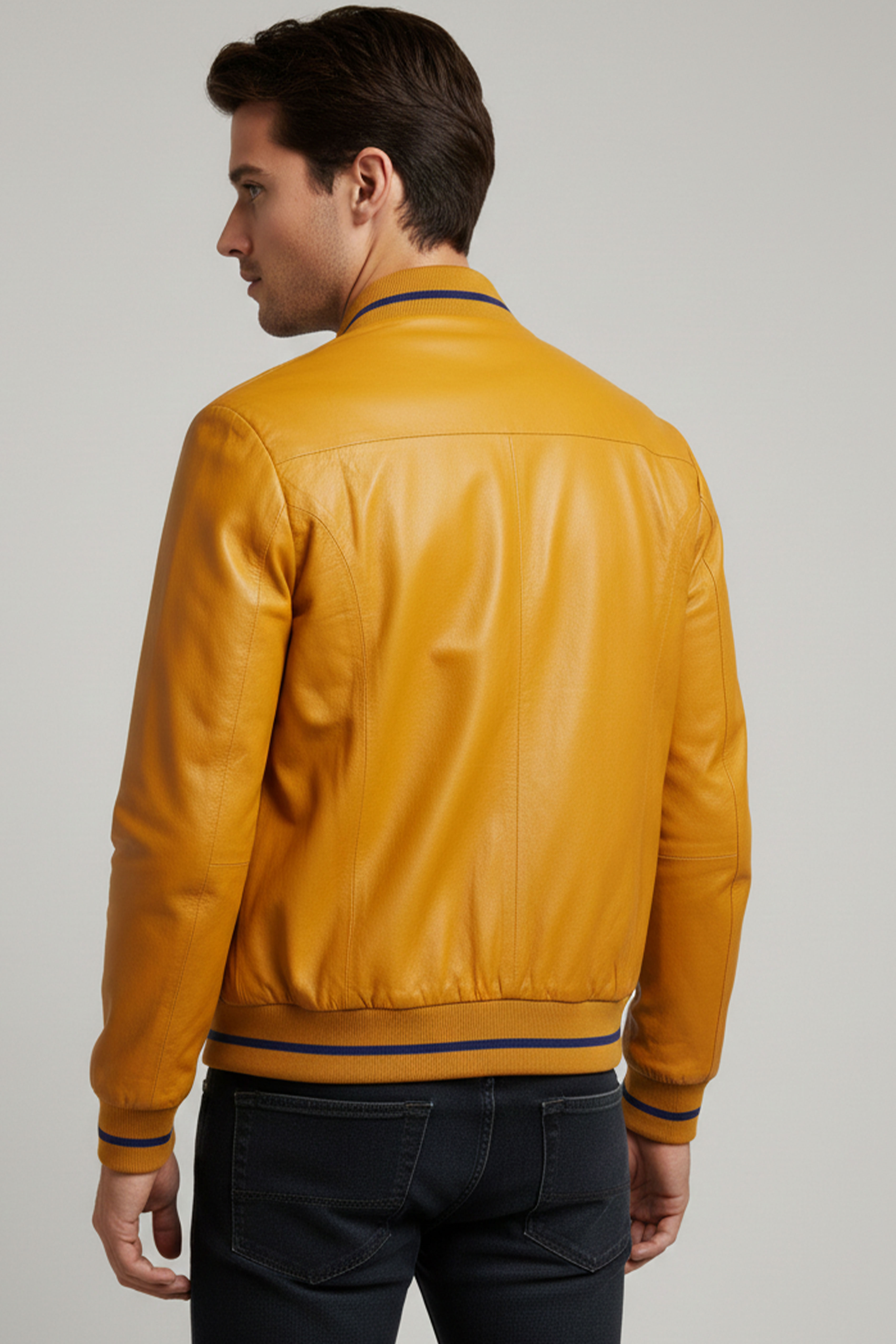Hakiki Deri Sarı Bomber Ceket