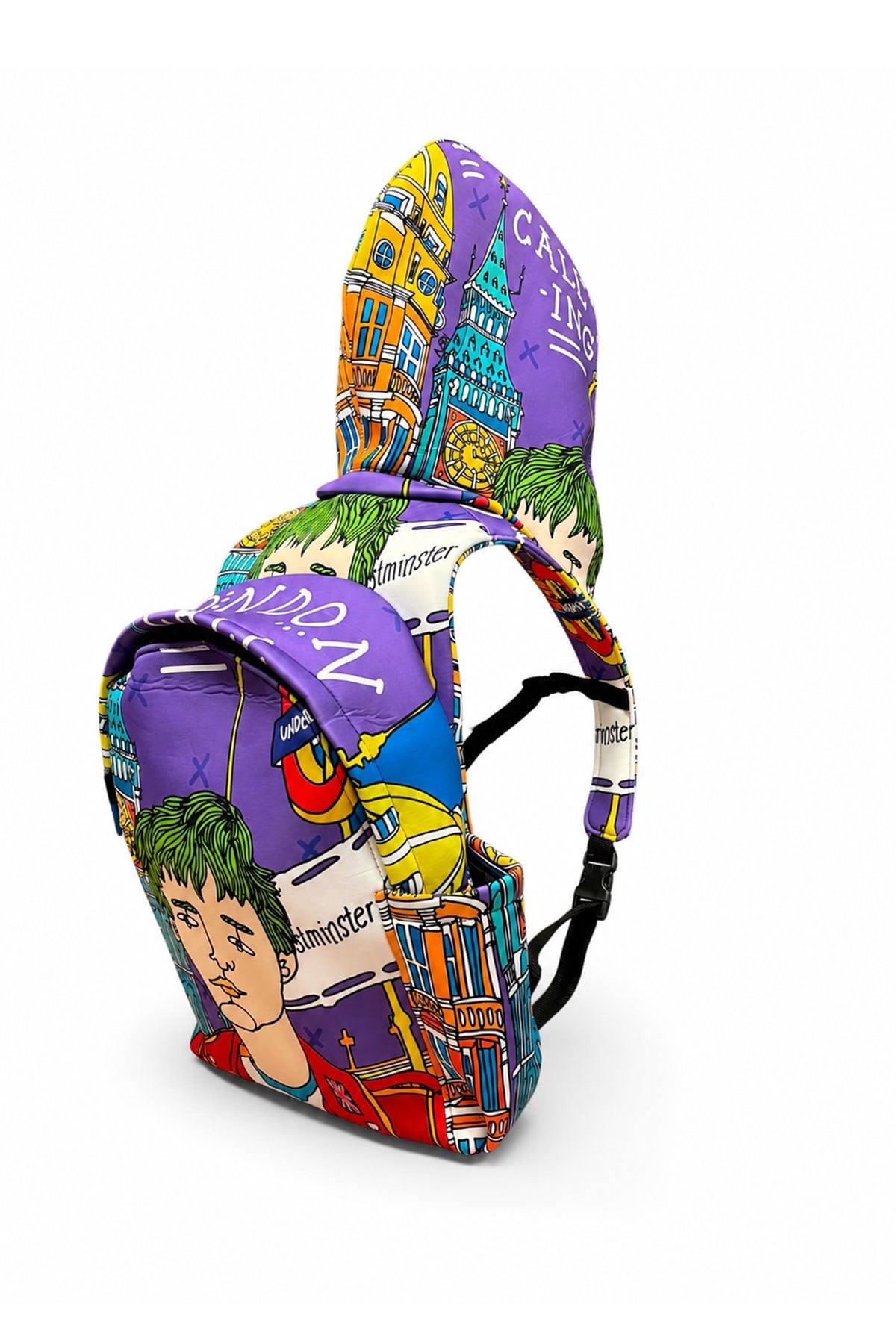 Ikigai City Series Back to School London Patterned Detachable Hooded Lightweight Notebook Pocket Backpack