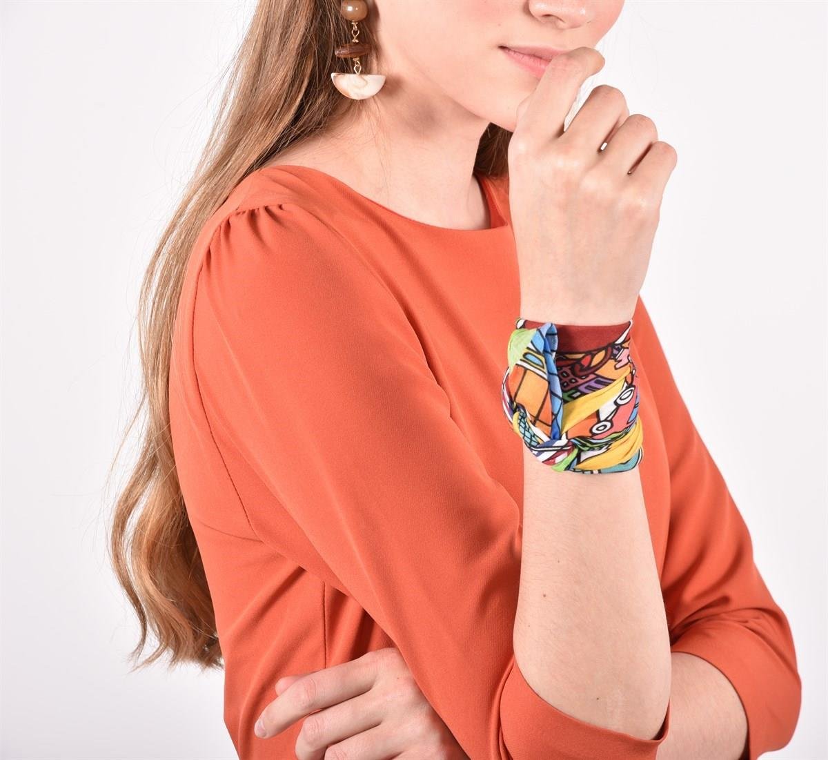 İkigai City Serisi New York Özel Tasarım El Çizim Renkli Çok Fonksiyonlu Renkli Kare 45X45 Bandana