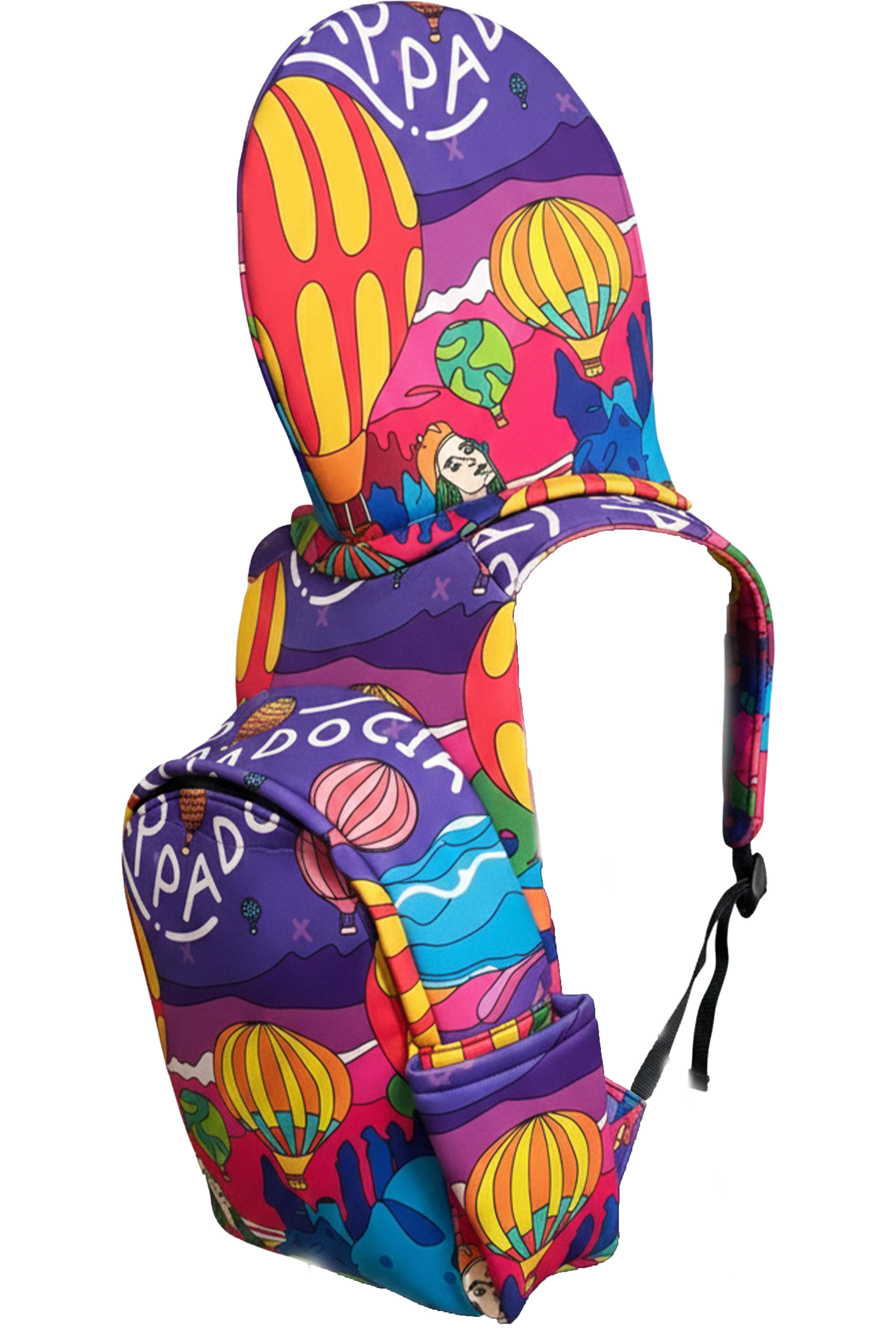 İkigai City Serisi Okula Dönüş Kapadokya Desenli Çıkabilir Kapüşonlu Hafif Notebook Cepli Sırt Çantası