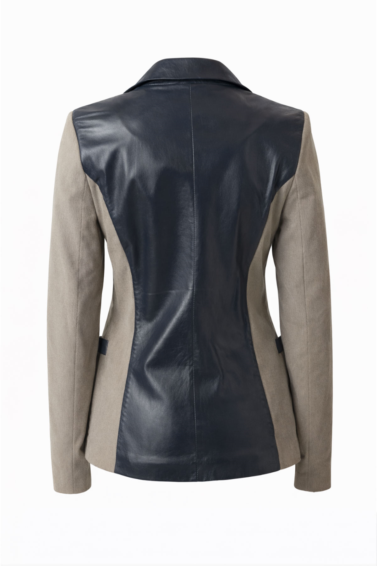 İndigo Jane Blazer Kumaş Garnili Kadın Hakiki Deri Ceket