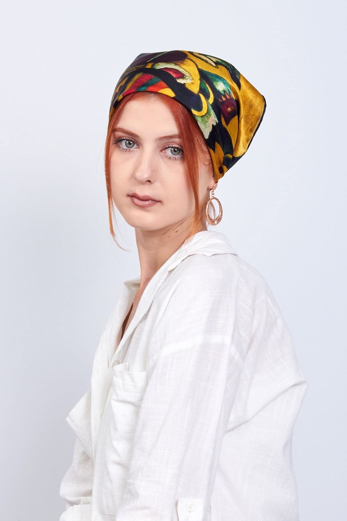 İPEK BANDANA KARE GOLD KANDİNSKY POİNT AND LİNE