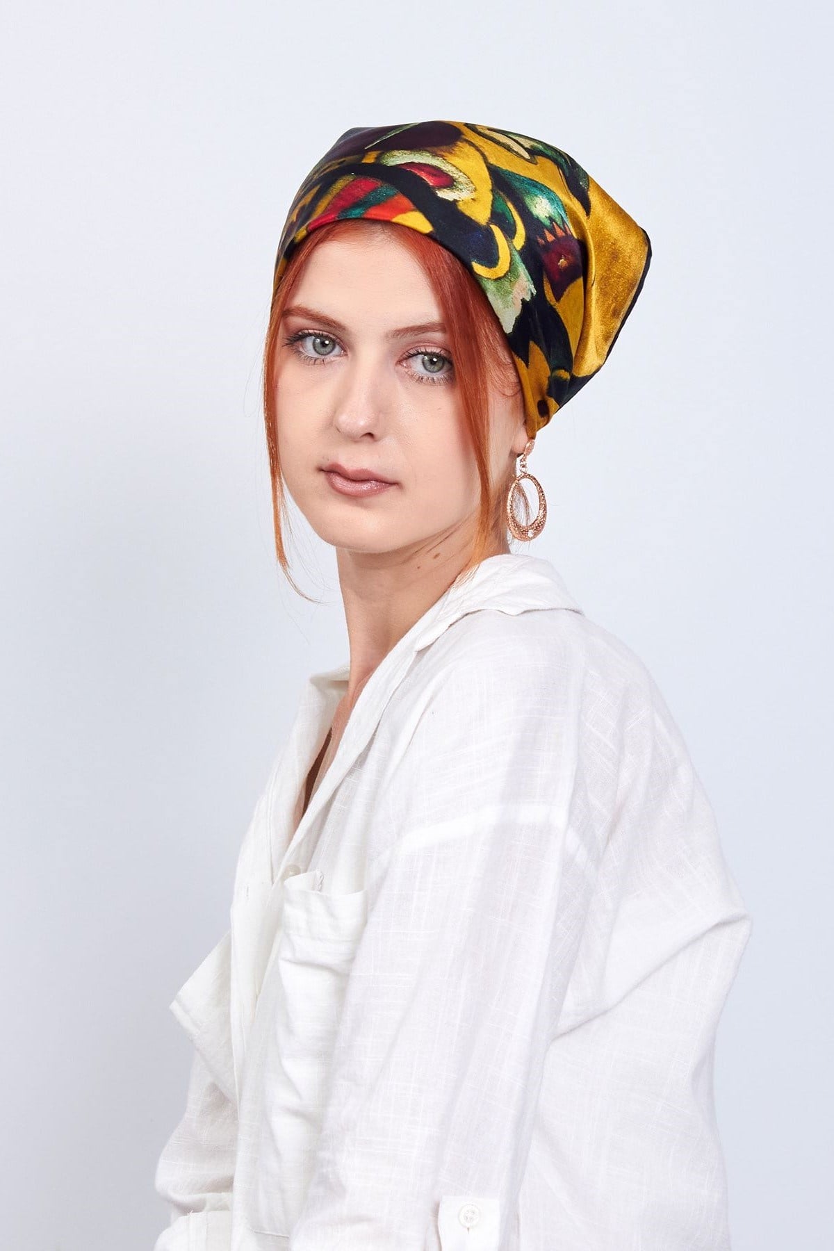 İPEK BANDANA KARE GOLD KANDİNSKY POİNT AND LİNE