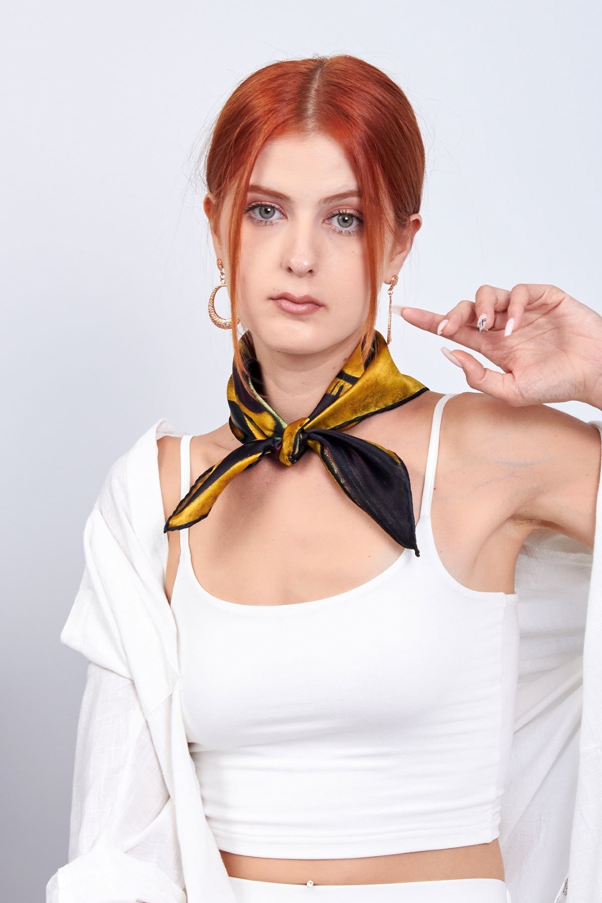 İPEK BANDANA KARE GOLD KANDİNSKY POİNT AND LİNE