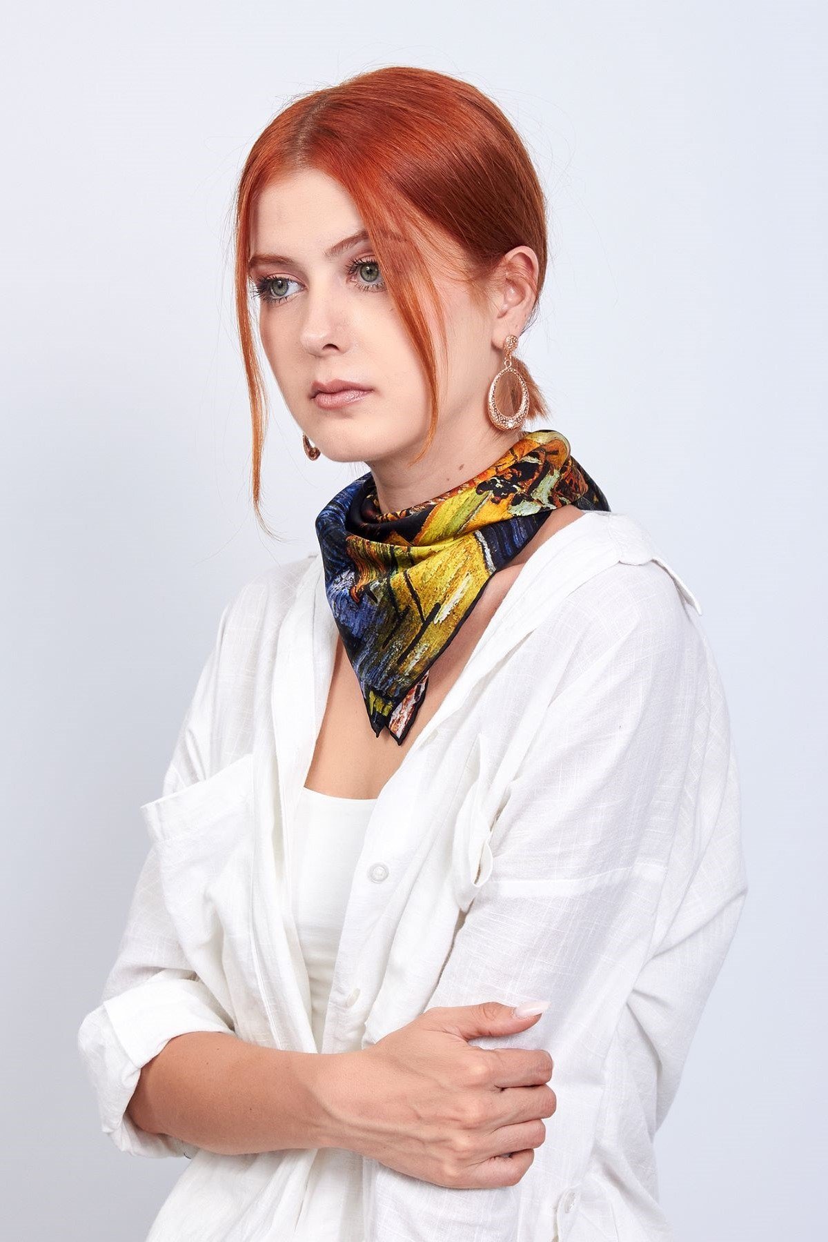 İPEK BANDANA KARE MAVİ VAN GOGH CAFE TERRACE