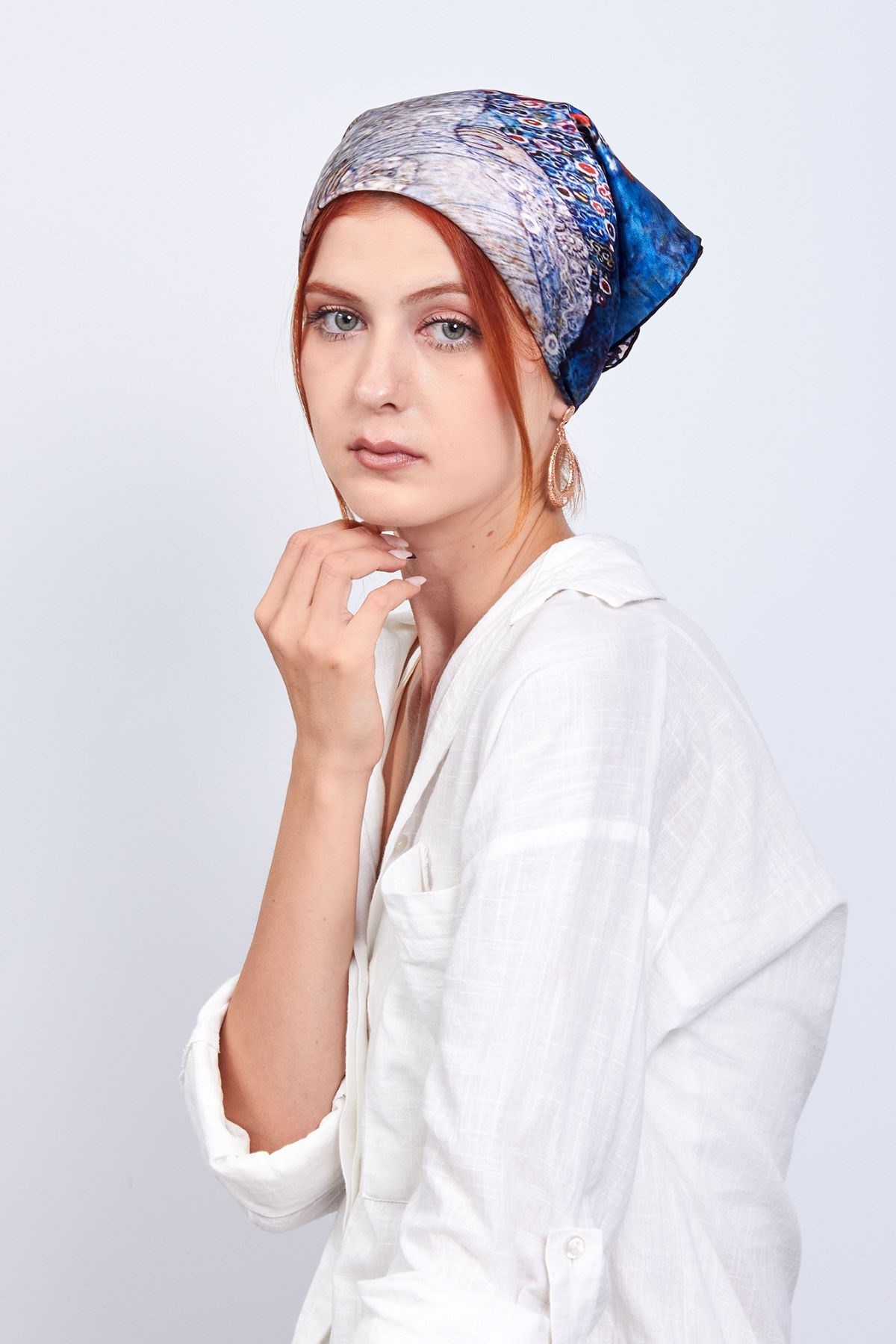 İPEK BANDANA MAVİ GUSTAV KLİMT BARONES ELİSABETH