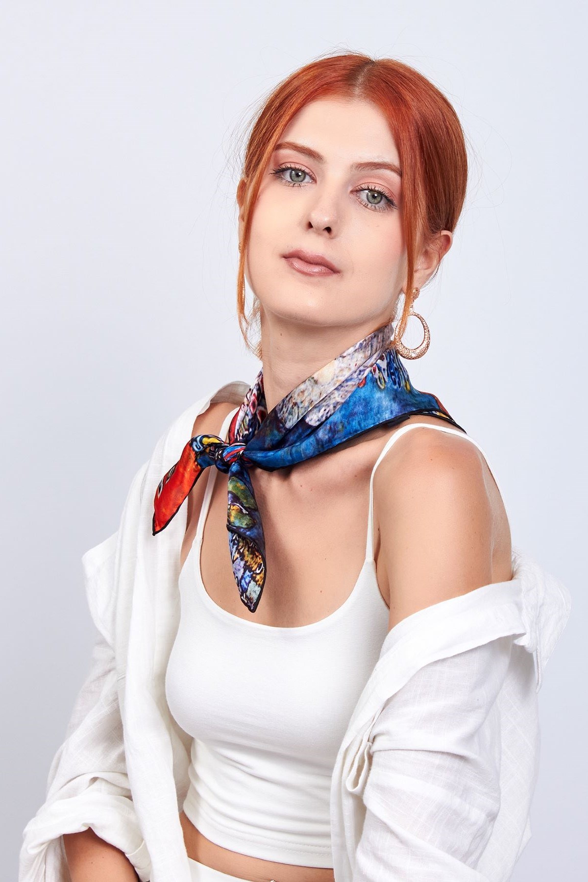 İPEK BANDANA MAVİ GUSTAV KLİMT BARONES ELİSABETH