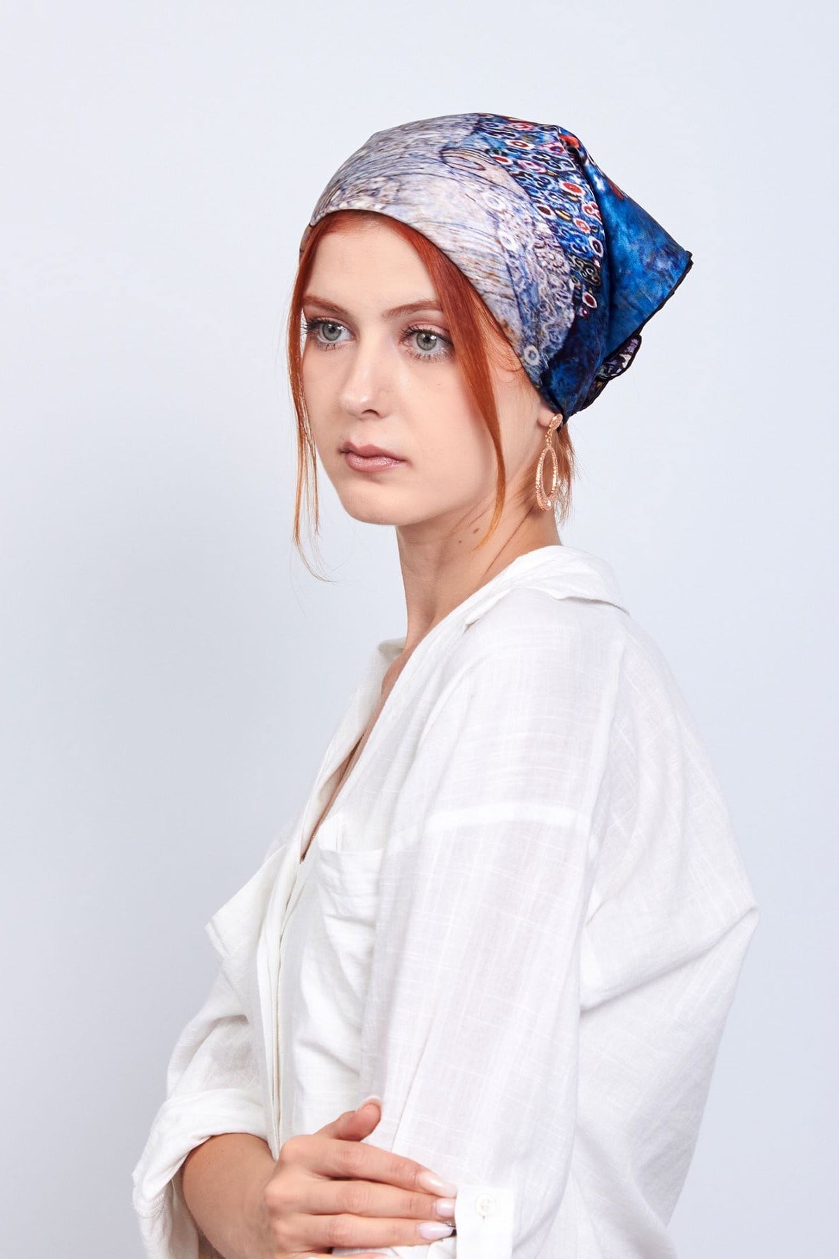 İPEK BANDANA MAVİ GUSTAV KLİMT BARONES ELİSABETH