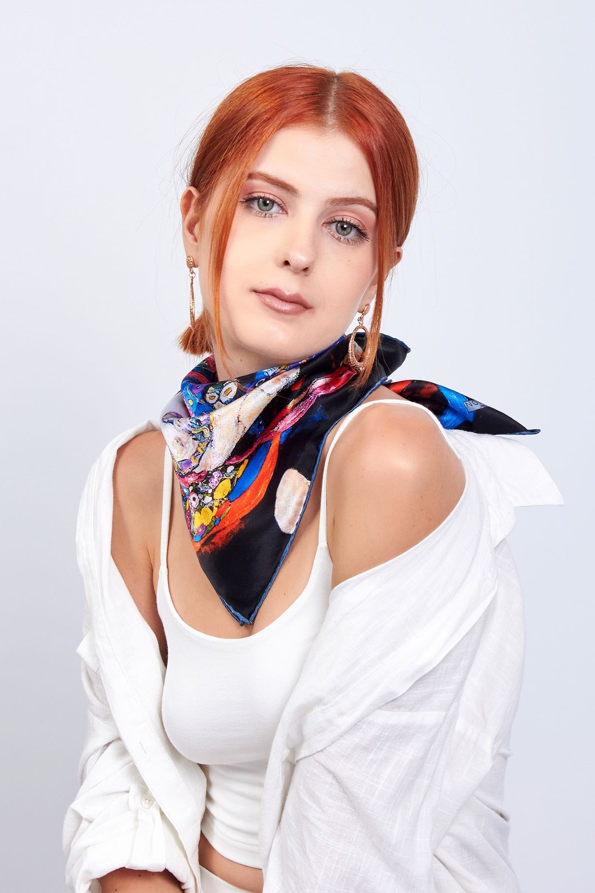 İPEK BANDANA MAVİ KARE GUSTAV KLİMT THE VİRGİNS