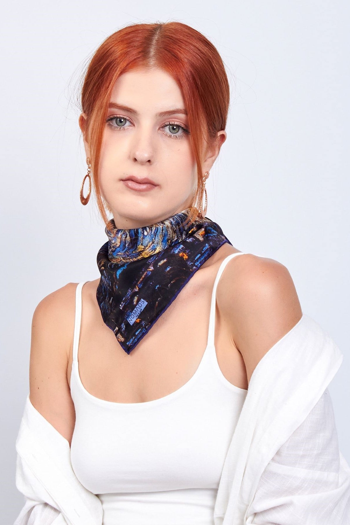 İPEK BANDANA MAVİ KARE VAN GOGH STARRY NİGHT