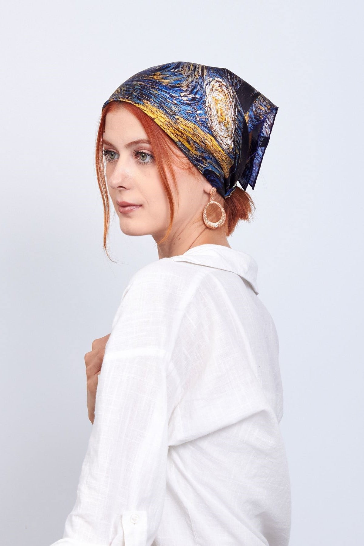 İPEK BANDANA MAVİ KARE VAN GOGH STARRY NİGHT