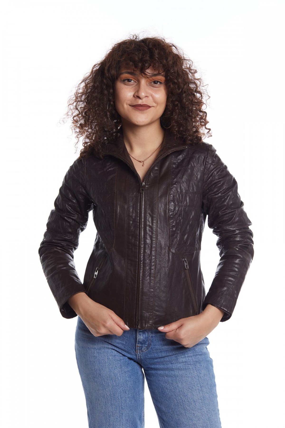 KADIN DERİ MONT KAHVE B-NAOMI