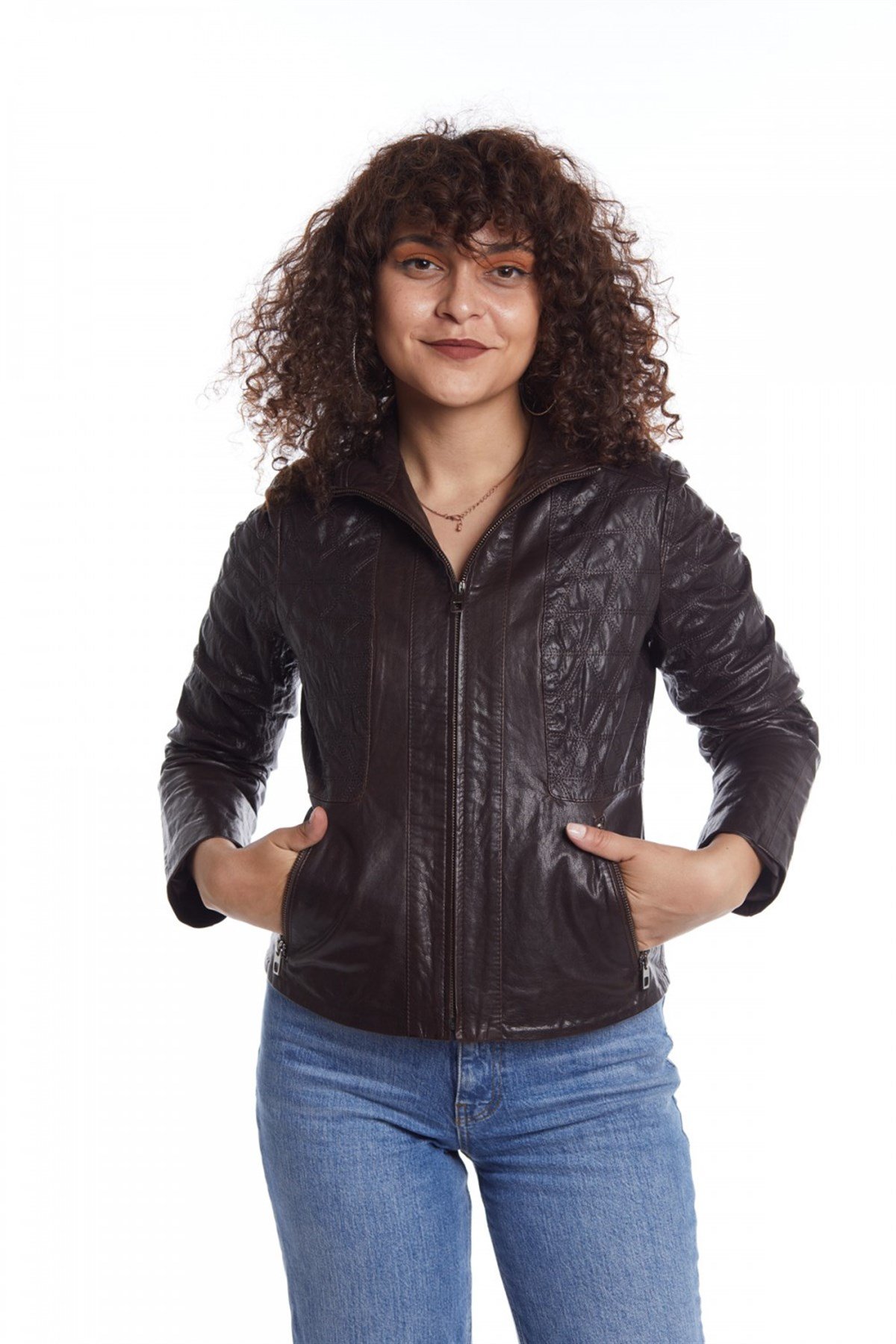 KADIN DERİ MONT KAHVE B-NAOMI