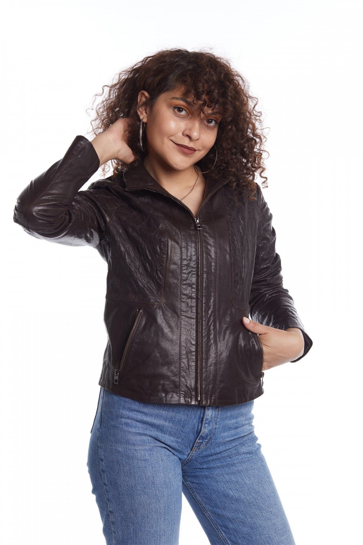 KADIN DERİ MONT KAHVE B-NAOMI