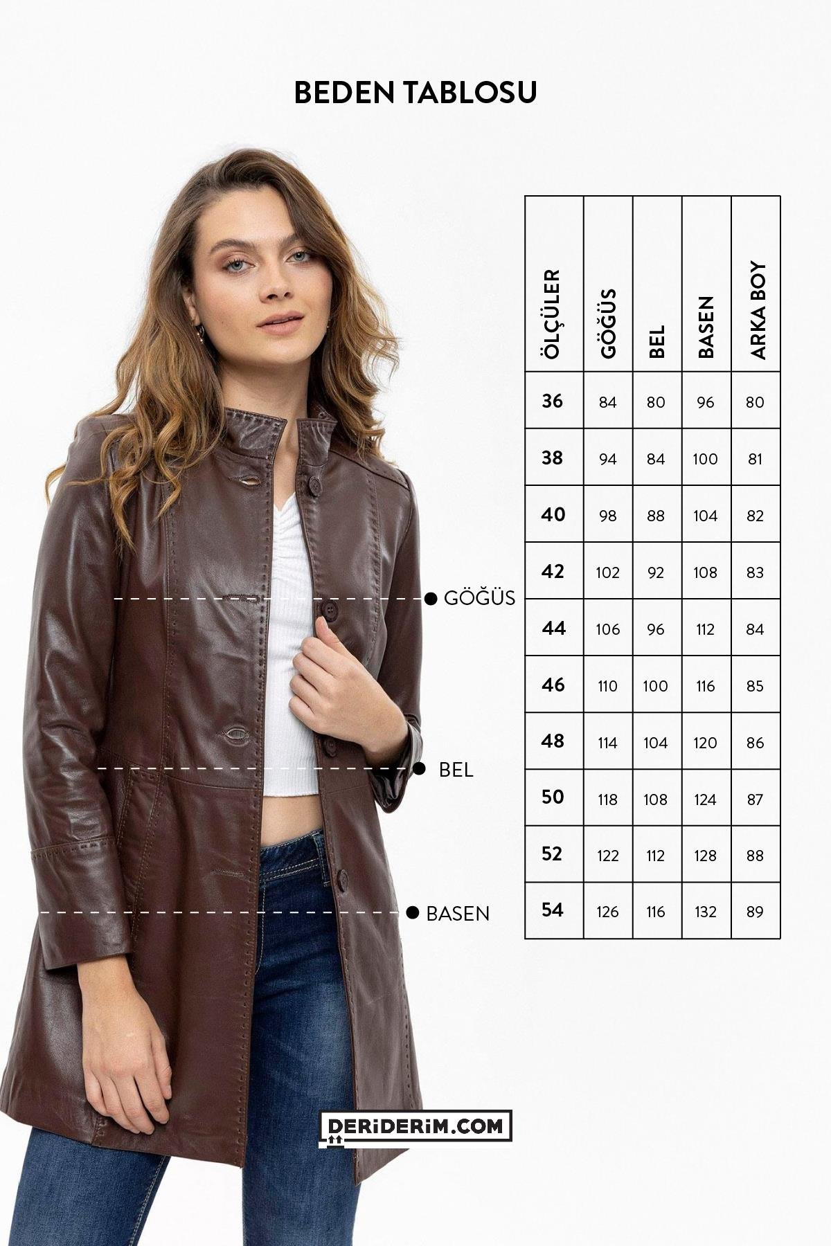Coffee Cara Short Button Narrow Fit Cut Lined Short Genuine Women Leather Coat