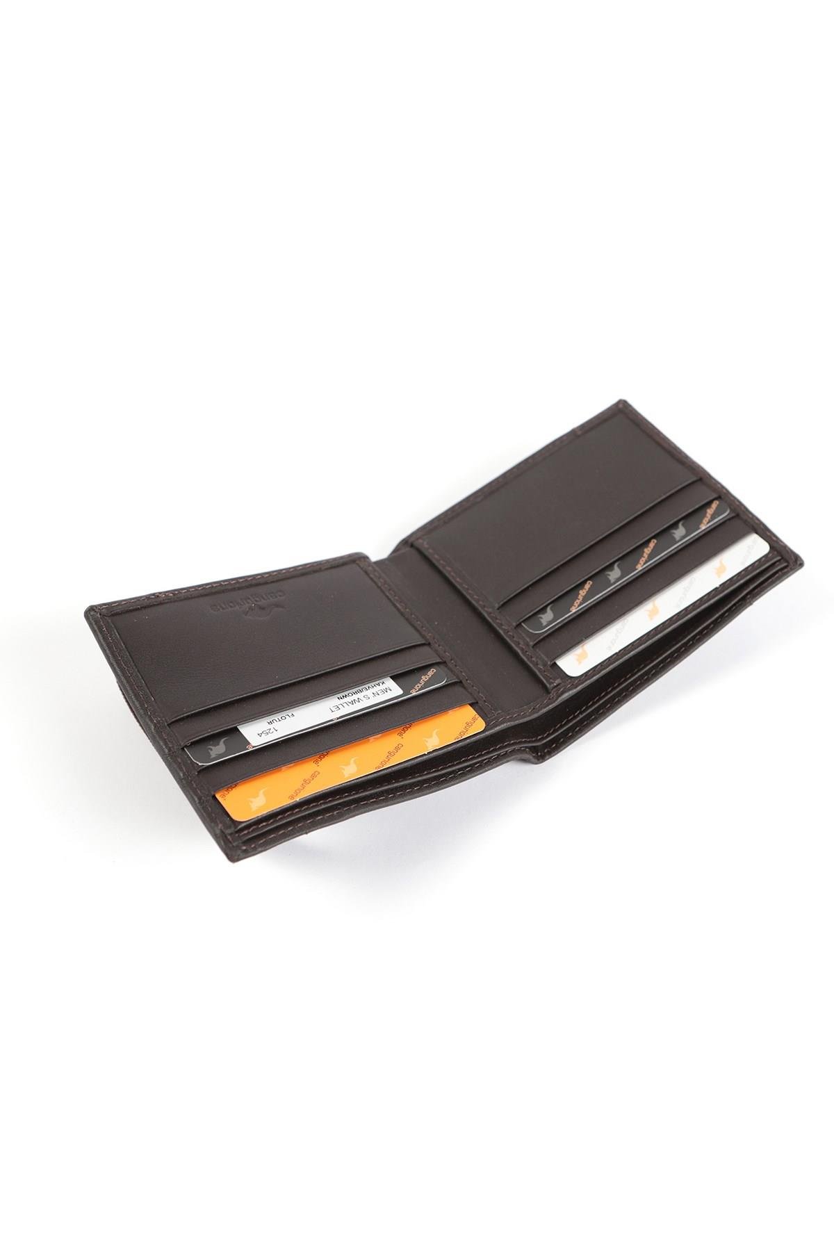 Kahve Lastik Kapamalı Kartlık Bölümlü Hakiki Deri Erkek Deri Cüzdan