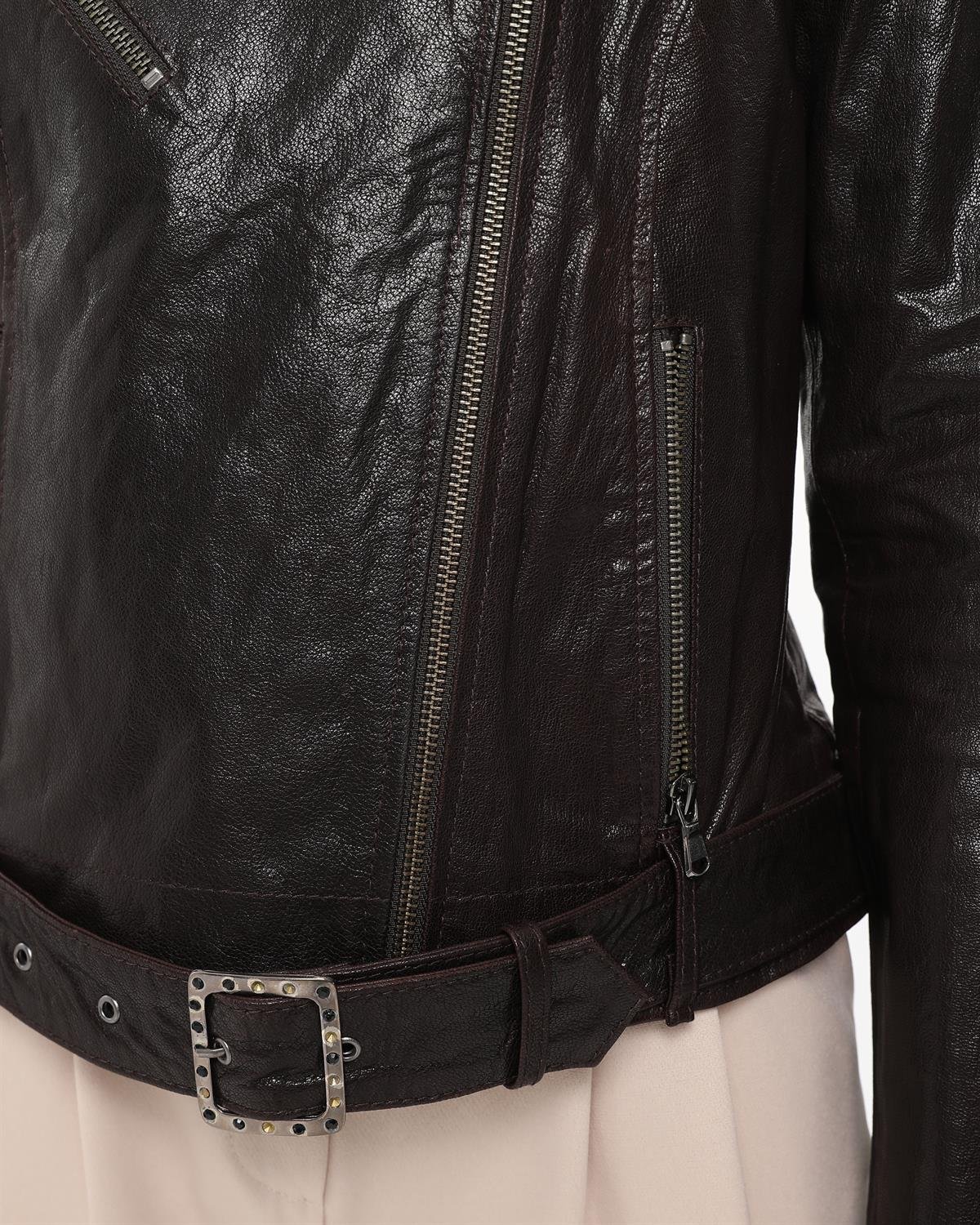 Brown Melody Women's Leather Coat