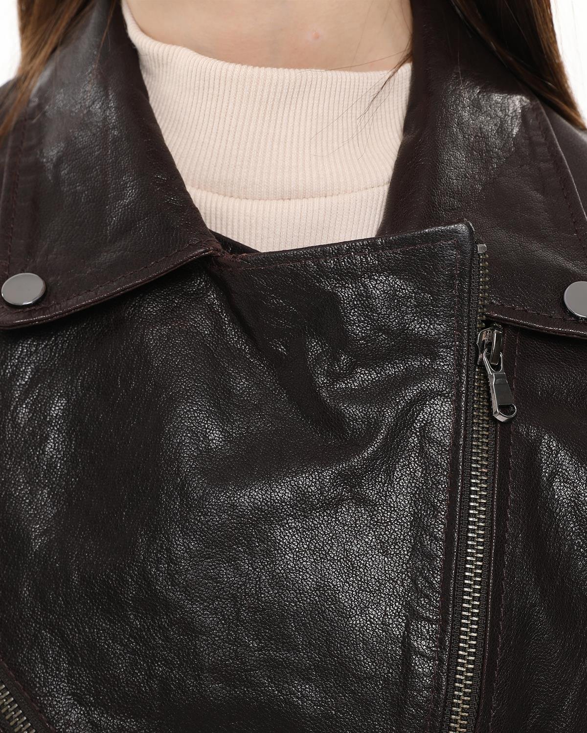 Brown Melody Women's Leather Coat