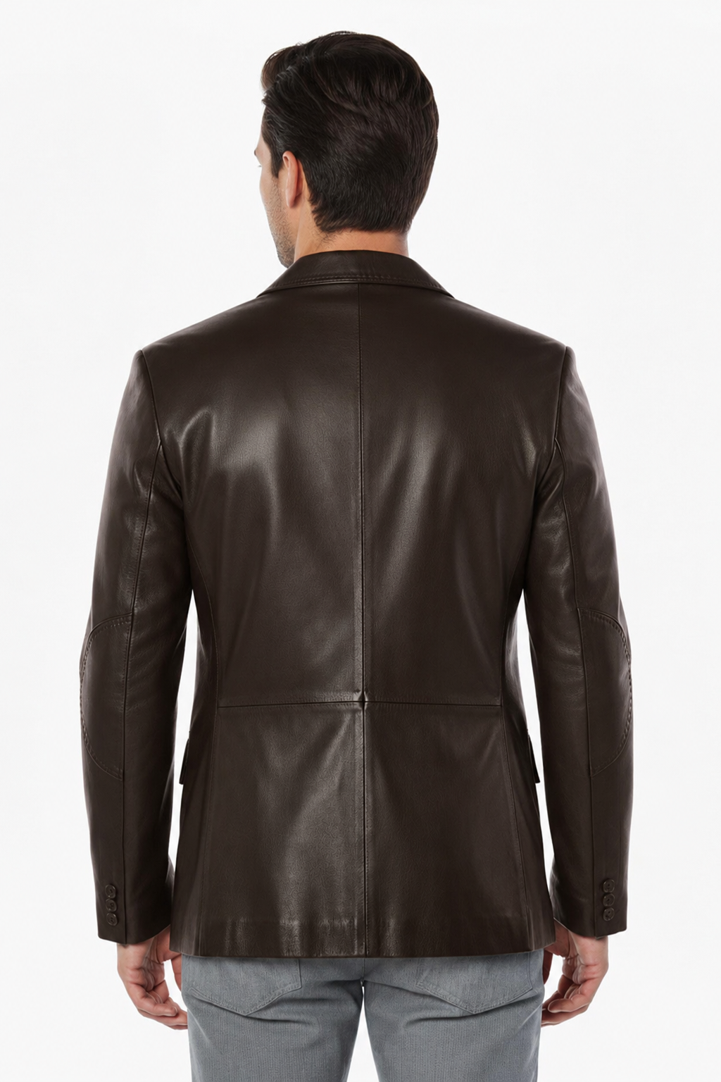 Kahverengi Lou Erkek Hakiki Deri Blazer Ceket