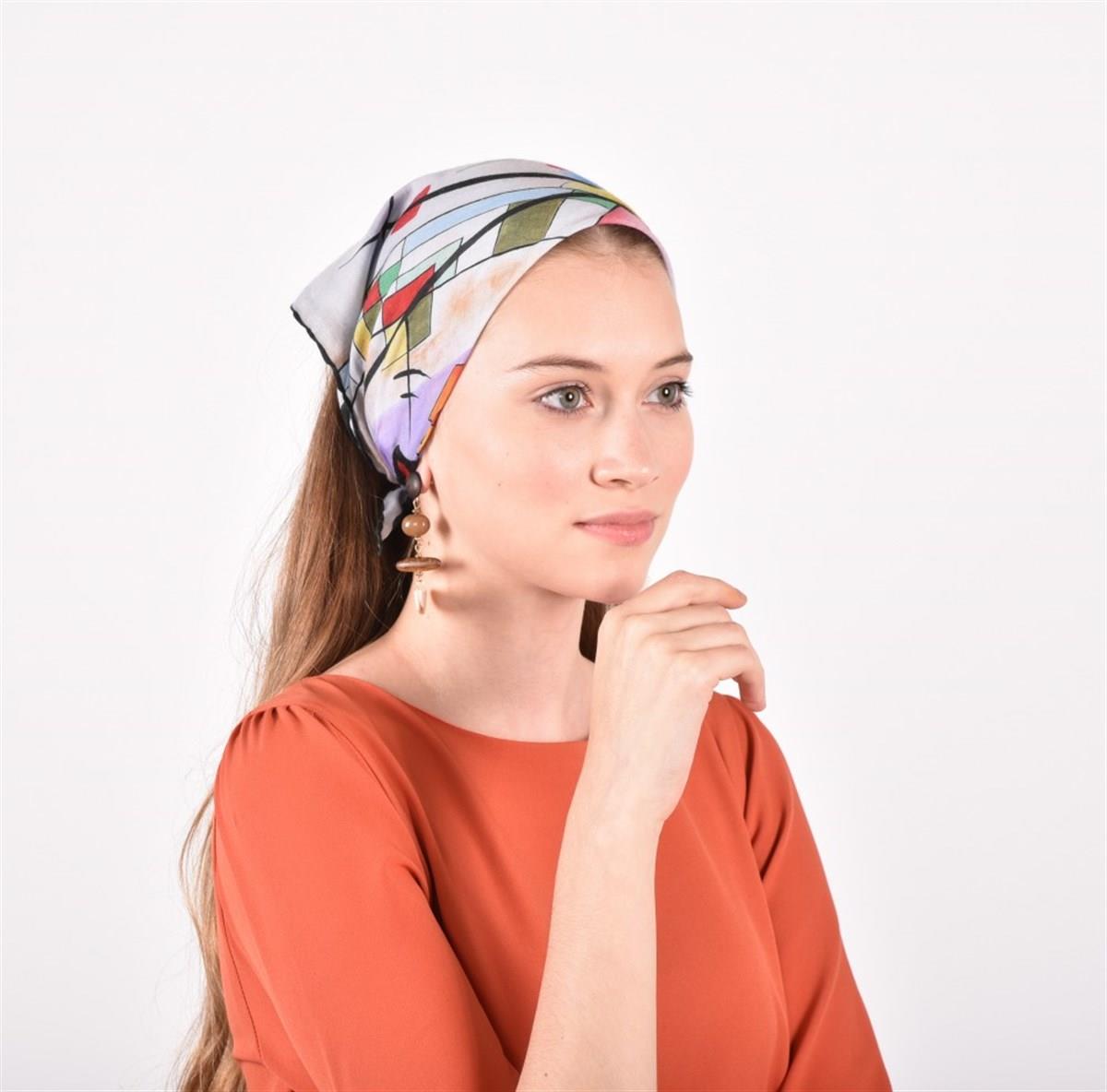 Kandinsky Collective Desenli Renkli Çok Fonksiyonlu Renkli Kare 45x45 Bandana