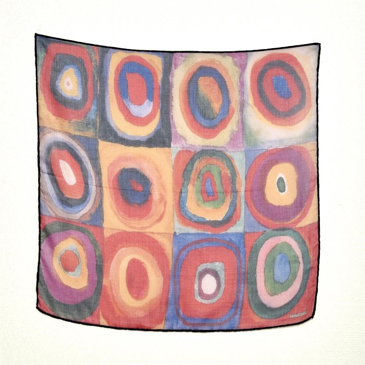 Kandisky Squares With Circles Desenli Renkli Çok Fonksiyonlu Renkli Kare 45x45 Bandana