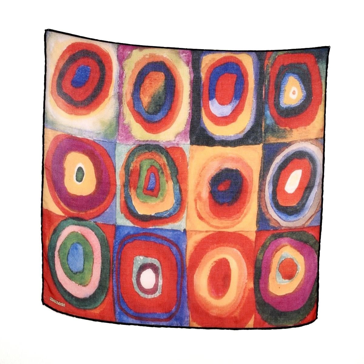 Kandisky Squares With Circles Desenli Renkli Çok Fonksiyonlu Renkli Kare 45x45 Bandana