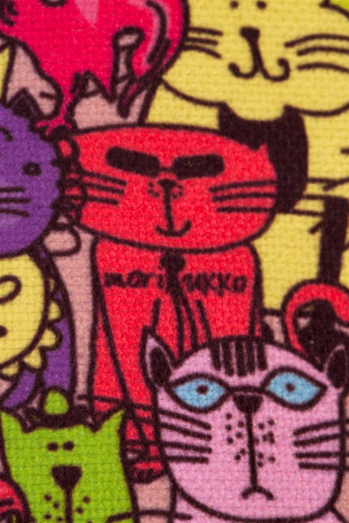 KEDİ DESEN NEON SARI KÜÇÜK KAPŞONLU SIRT ÇANTASI