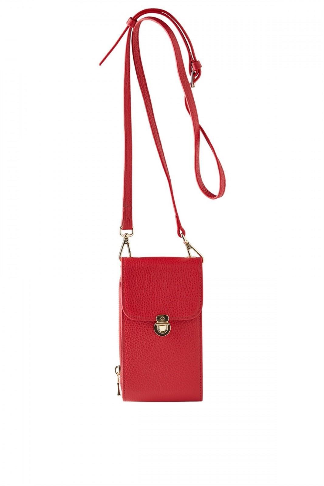 Adjustable Handle Phone and Card Holder Compartment Genuine Leather Zippered Womens Wallet Bag G-8027