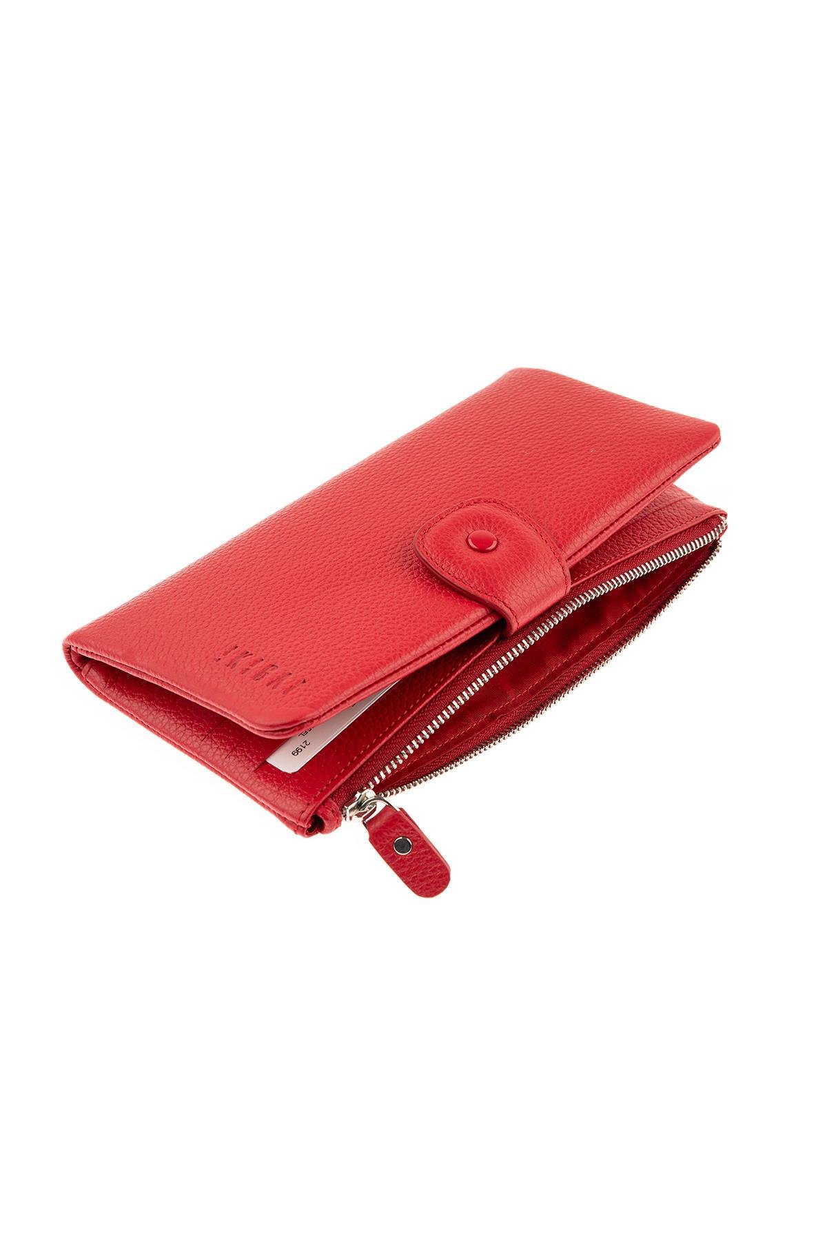 Red Back Zipper Women's Leather Wallet