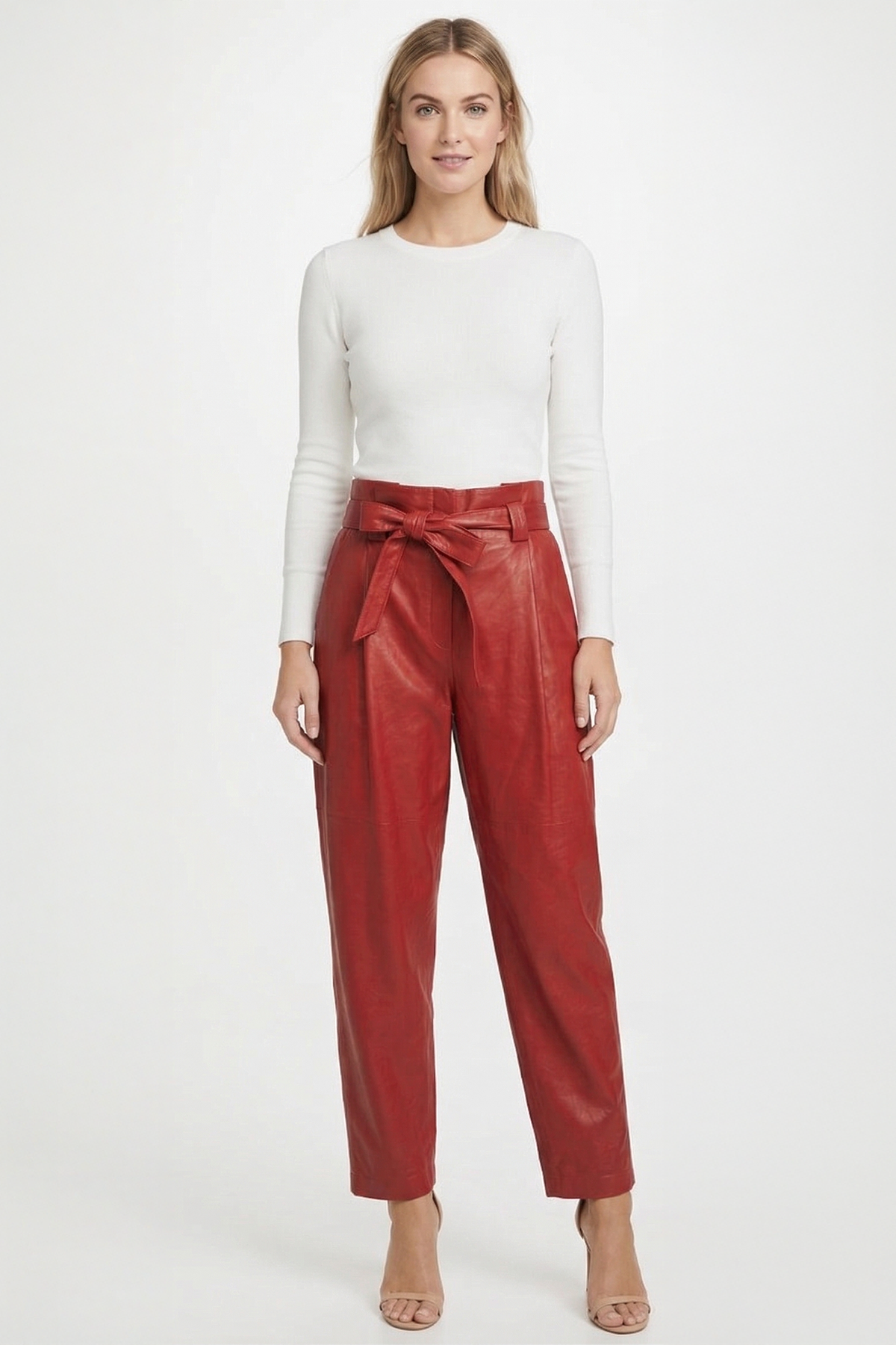 Black WomenS Carrot Cut Leather Pants