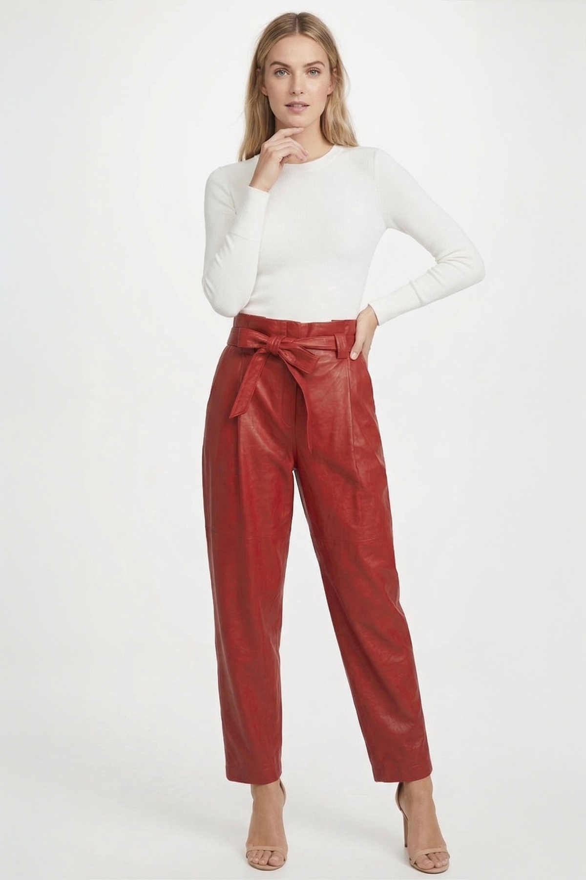 Black WomenS Carrot Cut Leather Pants