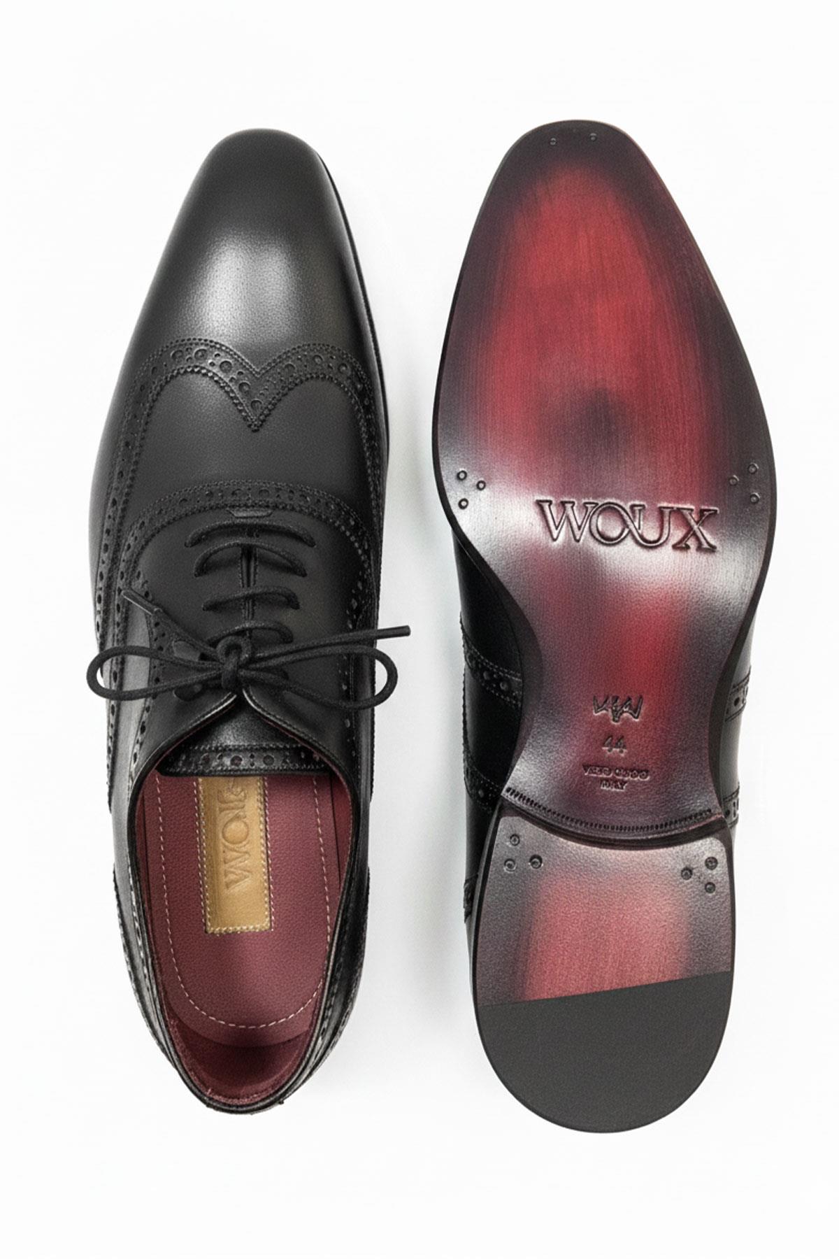 Klasik Siyah Hakiki Deri Brogue Erkek Ayakkabı