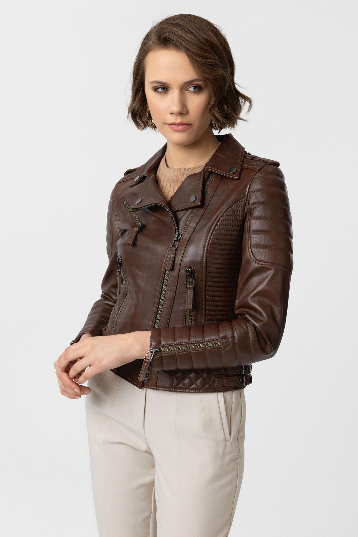 Cognac Laney WomenS Leather Jacket